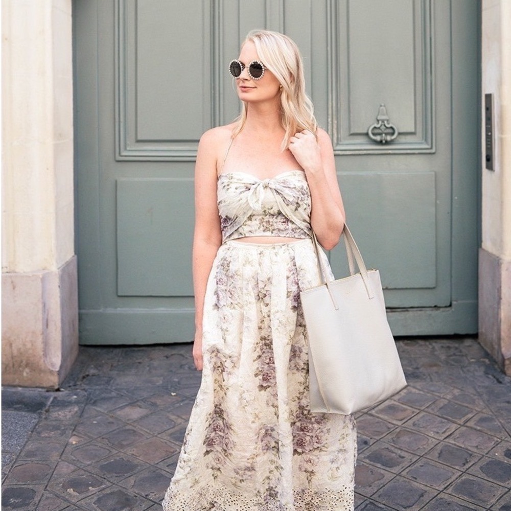 Zimmermann Iris Cut Out Linen Floral Midi Dress AU 2 Boho Euro Summer US 6-8 - Picture 5 of 13